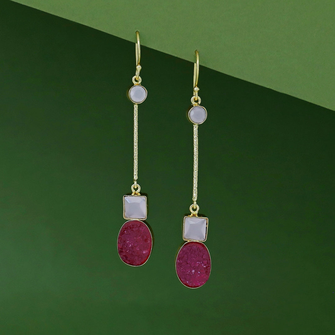 Shila Pendulam Druzy + Glossy Stone Drop