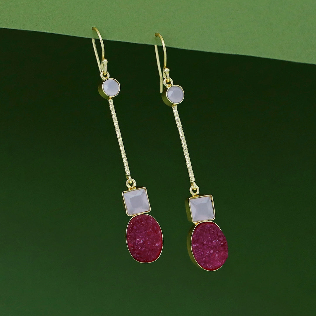 Shila Pendulam Druzy + Glossy Stone Drop