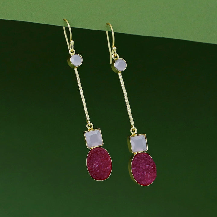 Shila Pendulam Druzy + Glossy Stone Drop