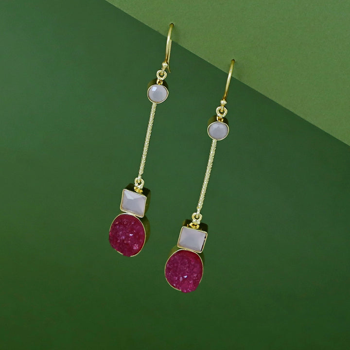 Shila Pendulam Druzy + Glossy Stone Drop