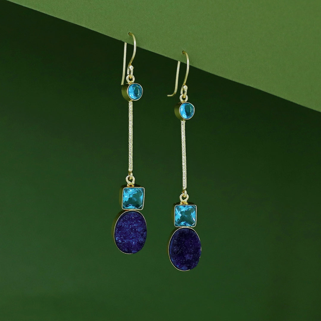 Shila Pendulam Druzy + Glossy Stone Drop