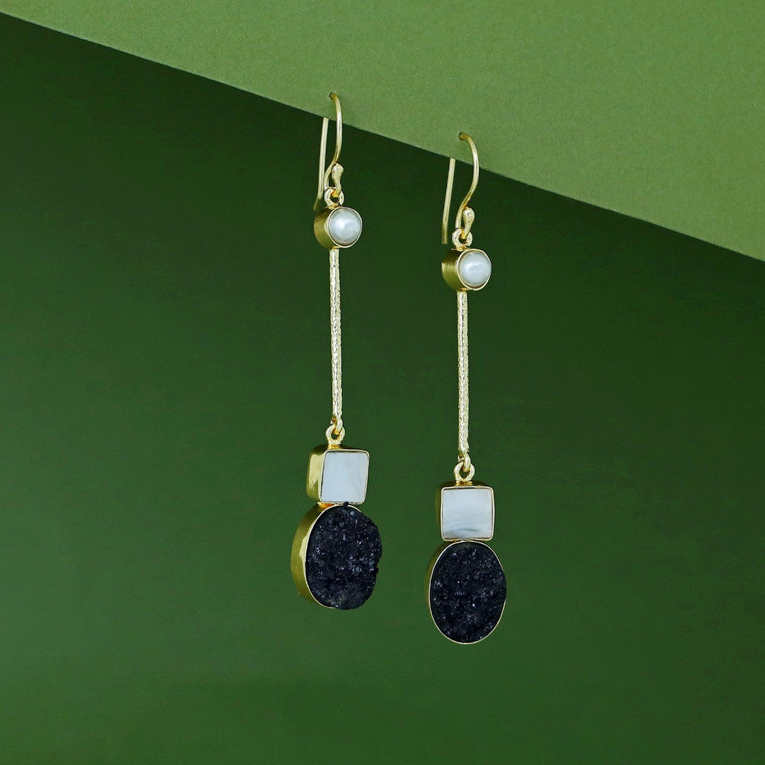 Shila Pendulam Druzy + Glossy Stone Drop