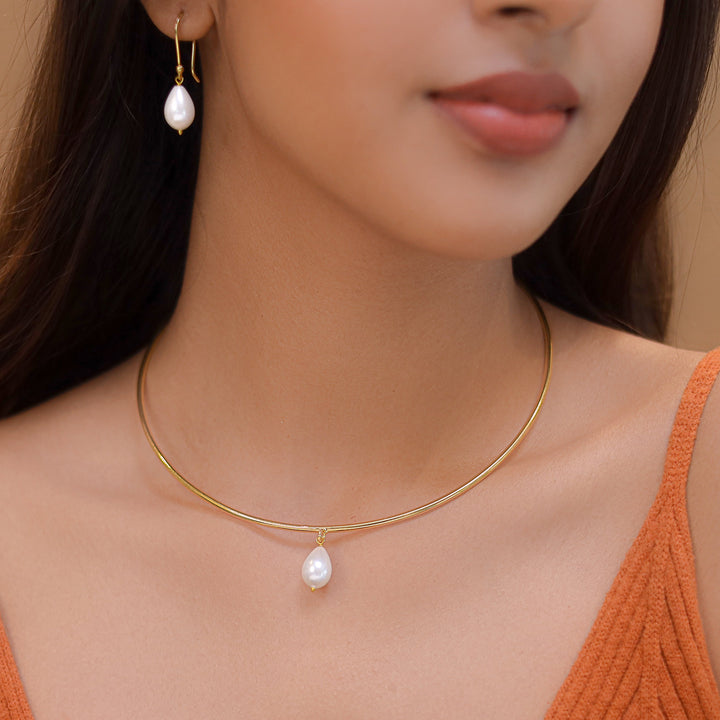 Margaret Pearl Neck Cuff With Earring