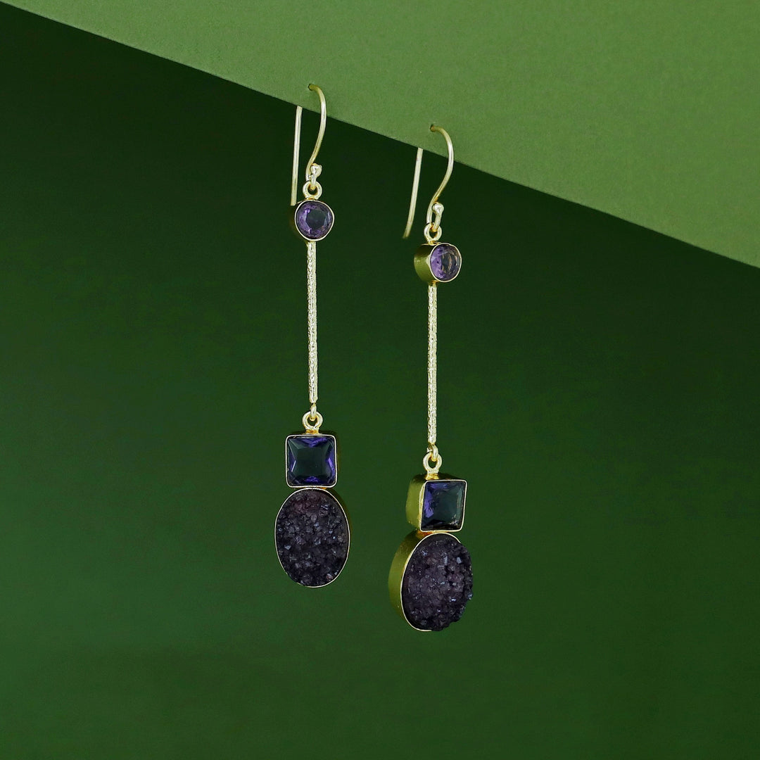 Shila Pendulam Druzy + Glossy Stone Drop