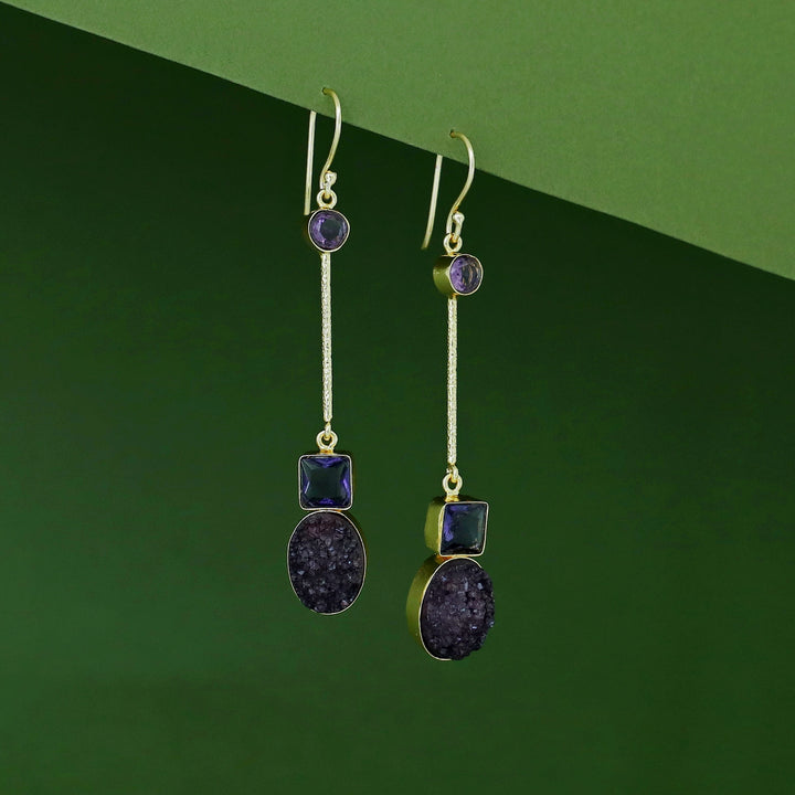 Shila Pendulam Druzy + Glossy Stone Drop