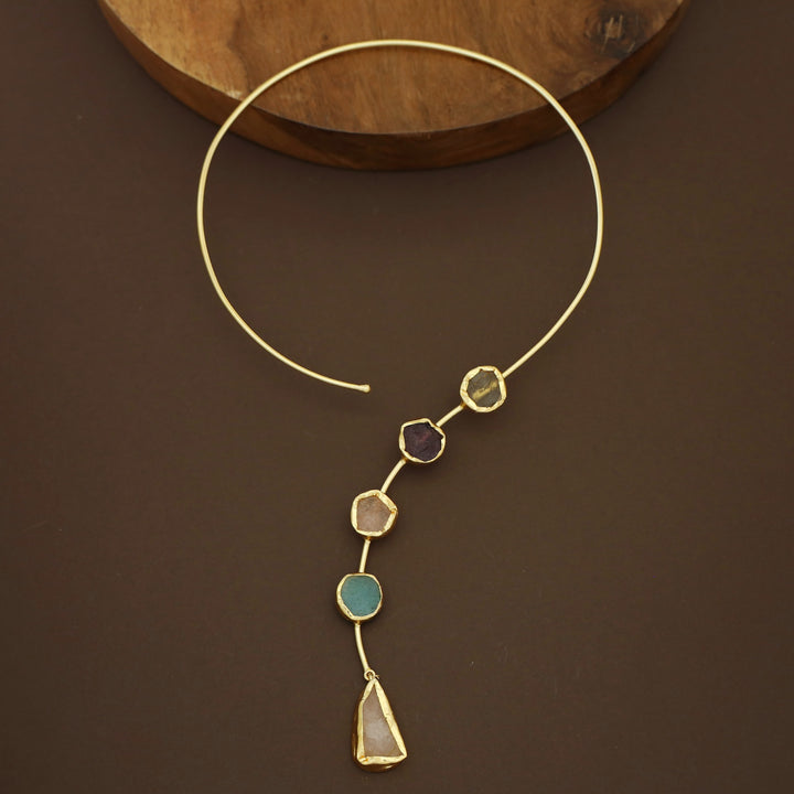Alysa Multicolour Raw Stone Neck Cuff