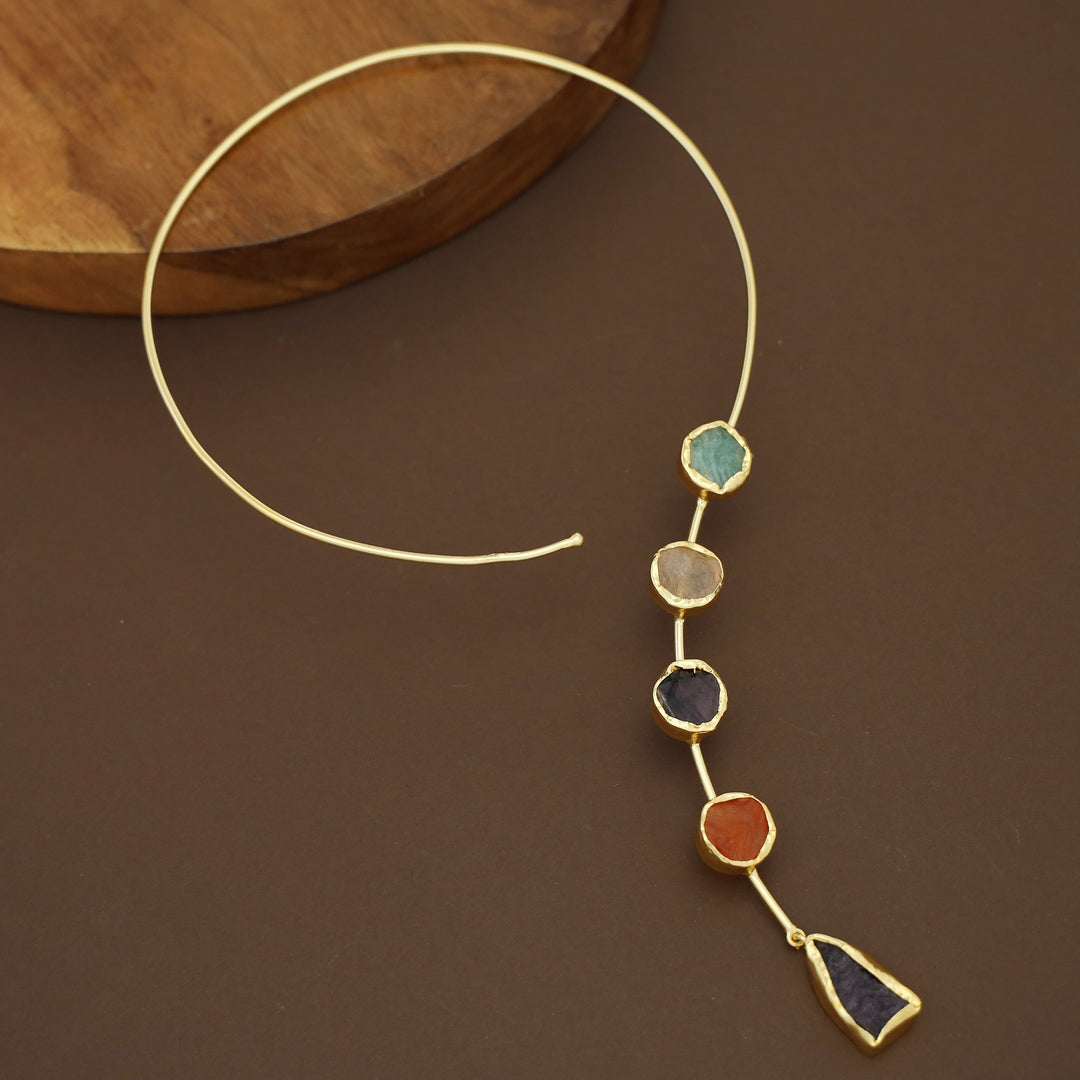 Alysa Multicolour Raw Stone Neck Cuff