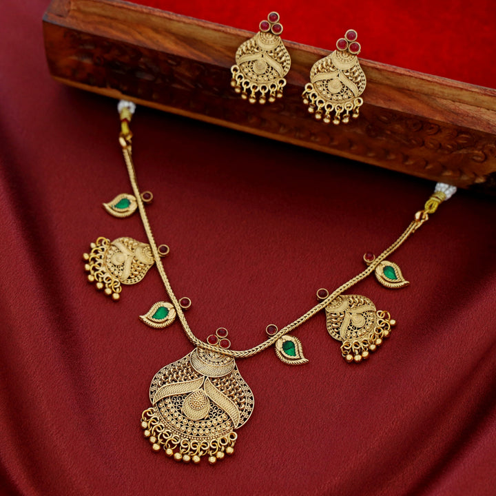 Darani Enamel Short Neckpiece With Earring