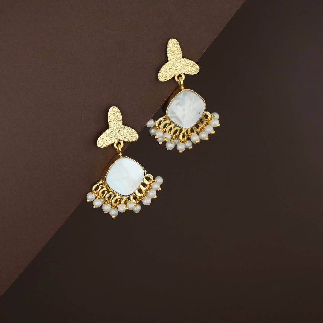 Livia Golden Real MOP Cluster Pearl Earring