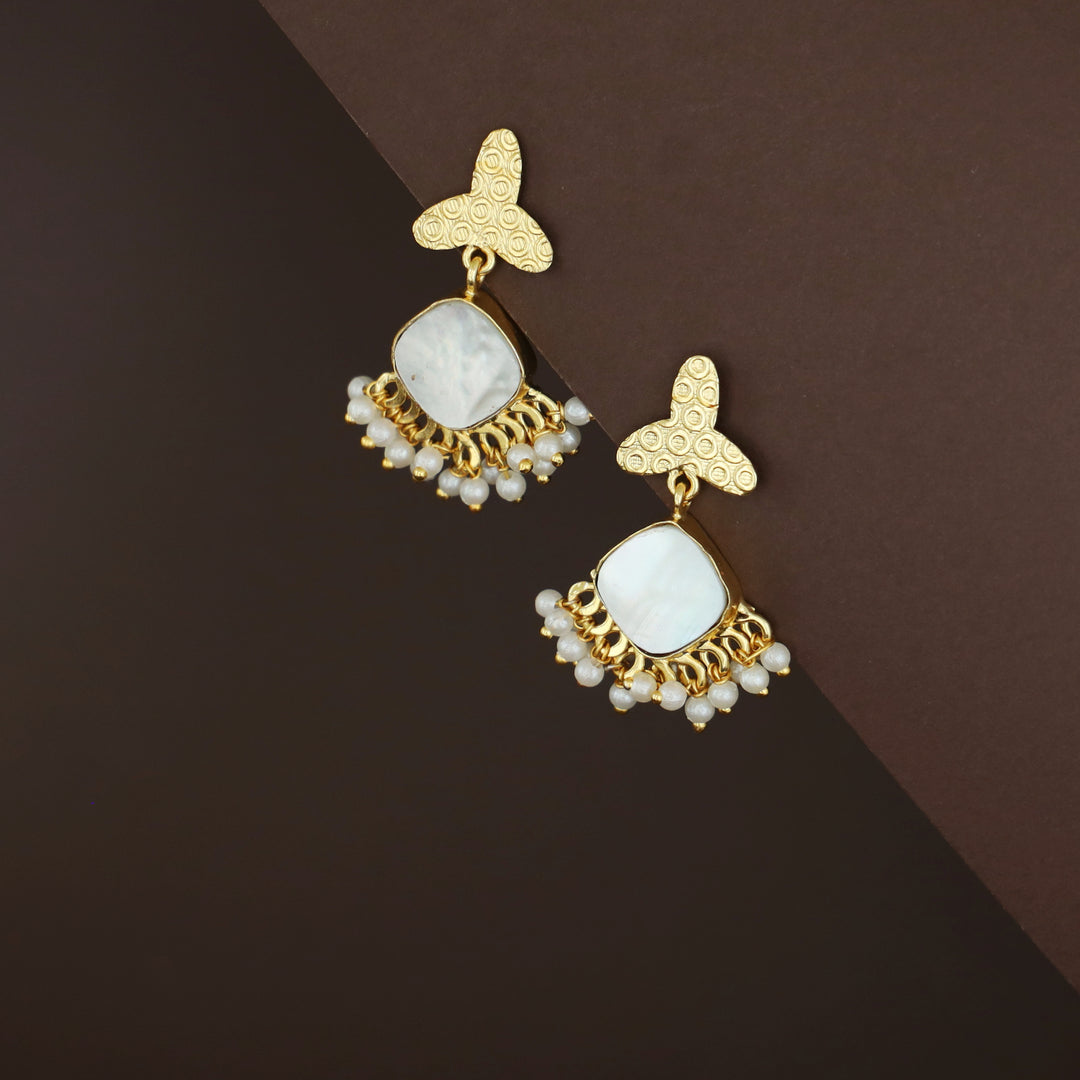 Livia Golden Real MOP Cluster Pearl Earring