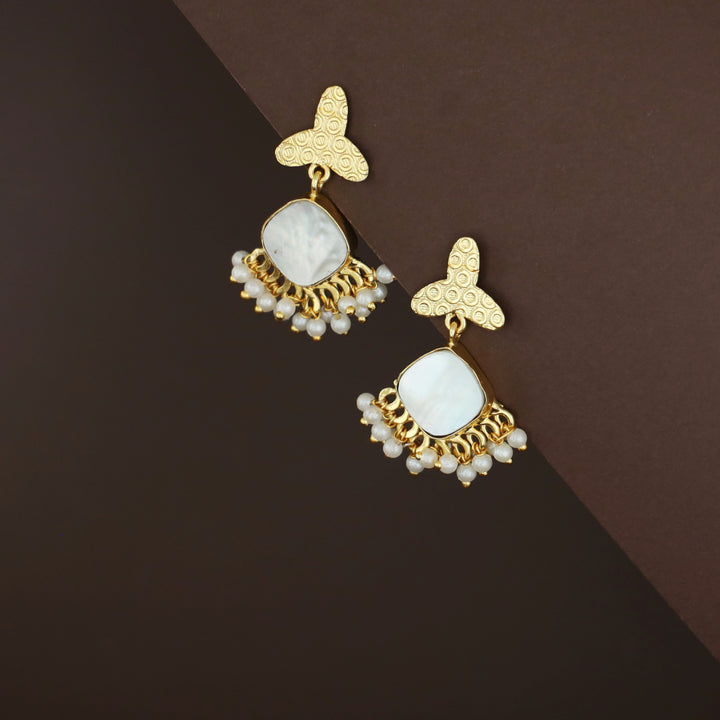 Livia Golden Real MOP Cluster Pearl Earring