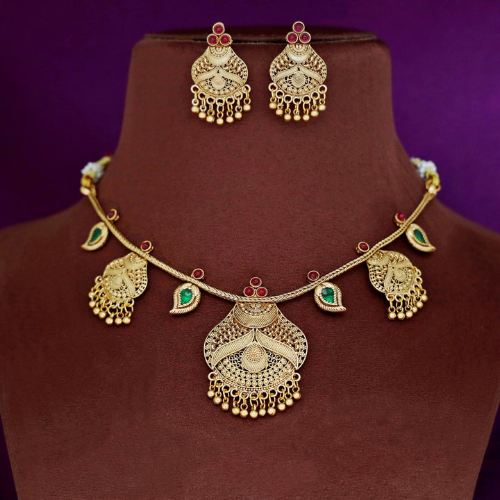 Darani Enamel Short Neckpiece With Earring