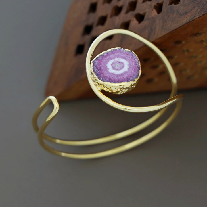 Clarita Electro Plated Agate Stone Bangle