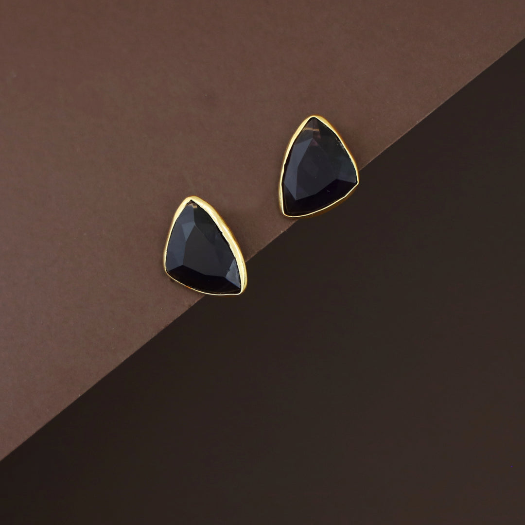 Dhanna Curvy Triangle Glossy Stone Stud