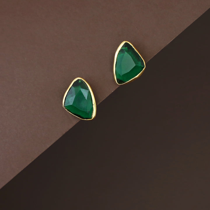 Dhanna Curvy Triangle Glossy Stone Stud