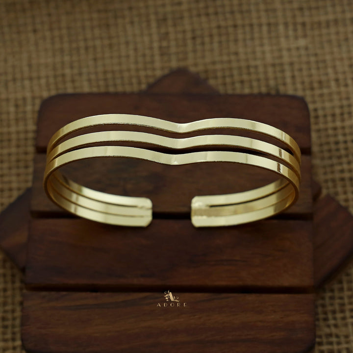 Golden Triple Layer Curvy Bangle