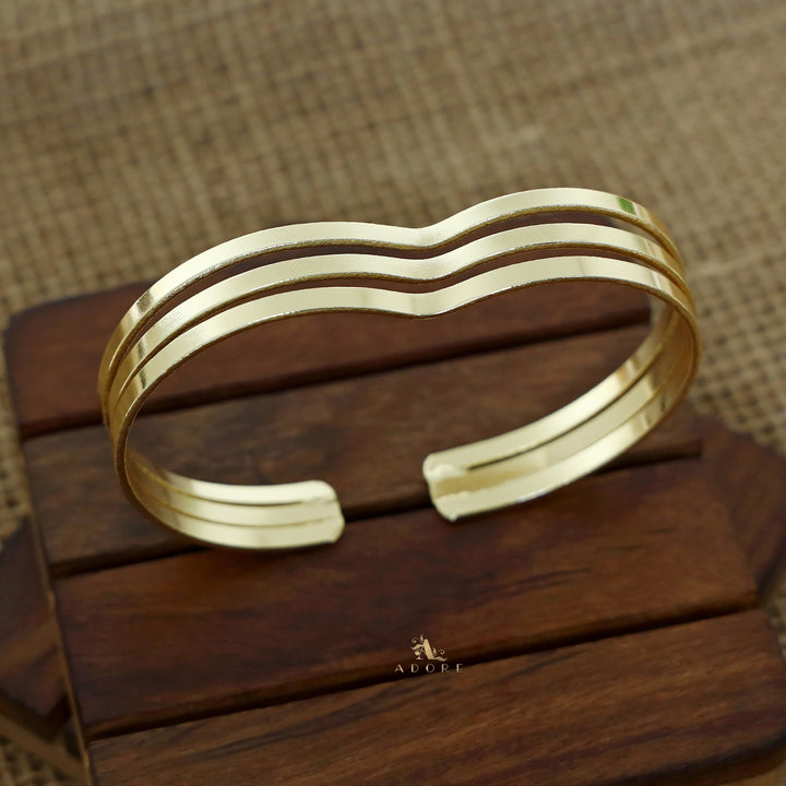 Golden Triple Layer Curvy Bangle