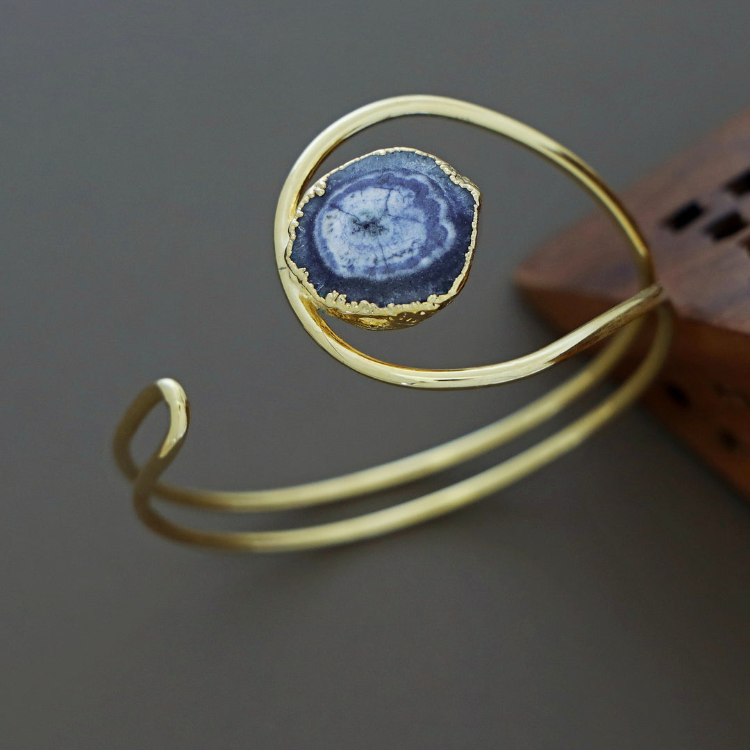 Clarita Electro Plated Agate Stone Bangle