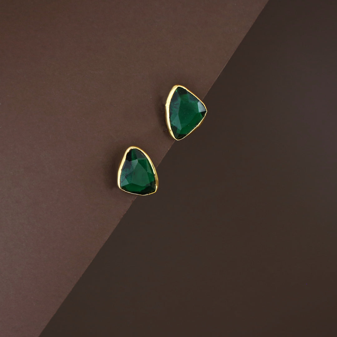 Dhanna Curvy Triangle Glossy Stone Stud