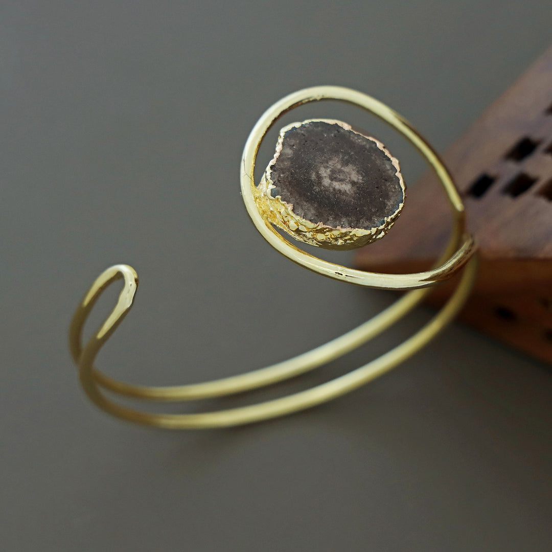 Clarita Electro Plated Agate Stone Bangle