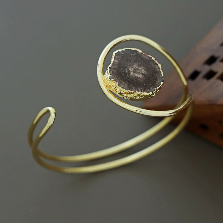 Clarita Electro Plated Agate Stone Bangle