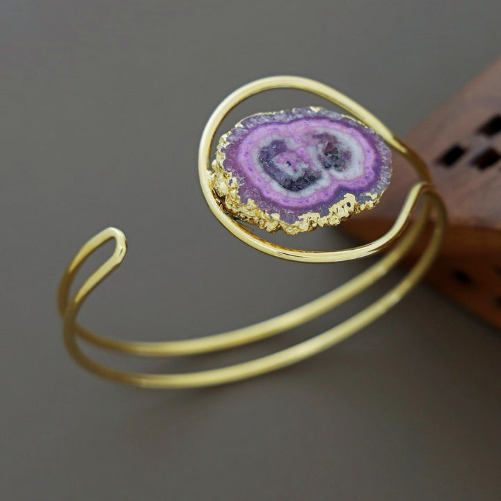Clarita Electro Plated Agate Stone Bangle
