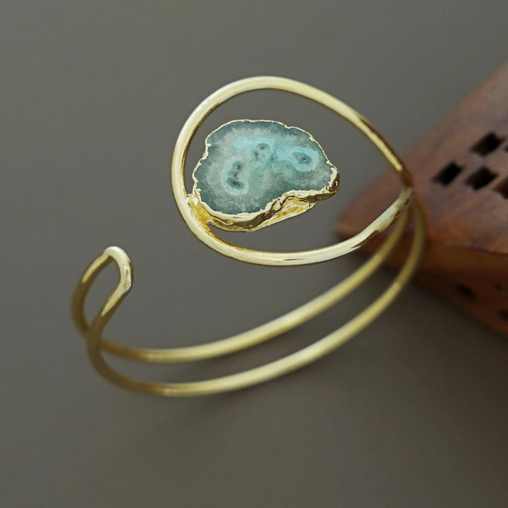 Clarita Electro Plated Agate Stone Bangle