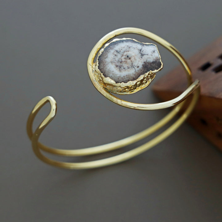 Clarita Electro Plated Agate Stone Bangle