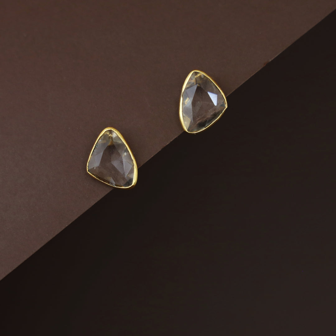 Dhanna Curvy Triangle Glossy Stone Stud