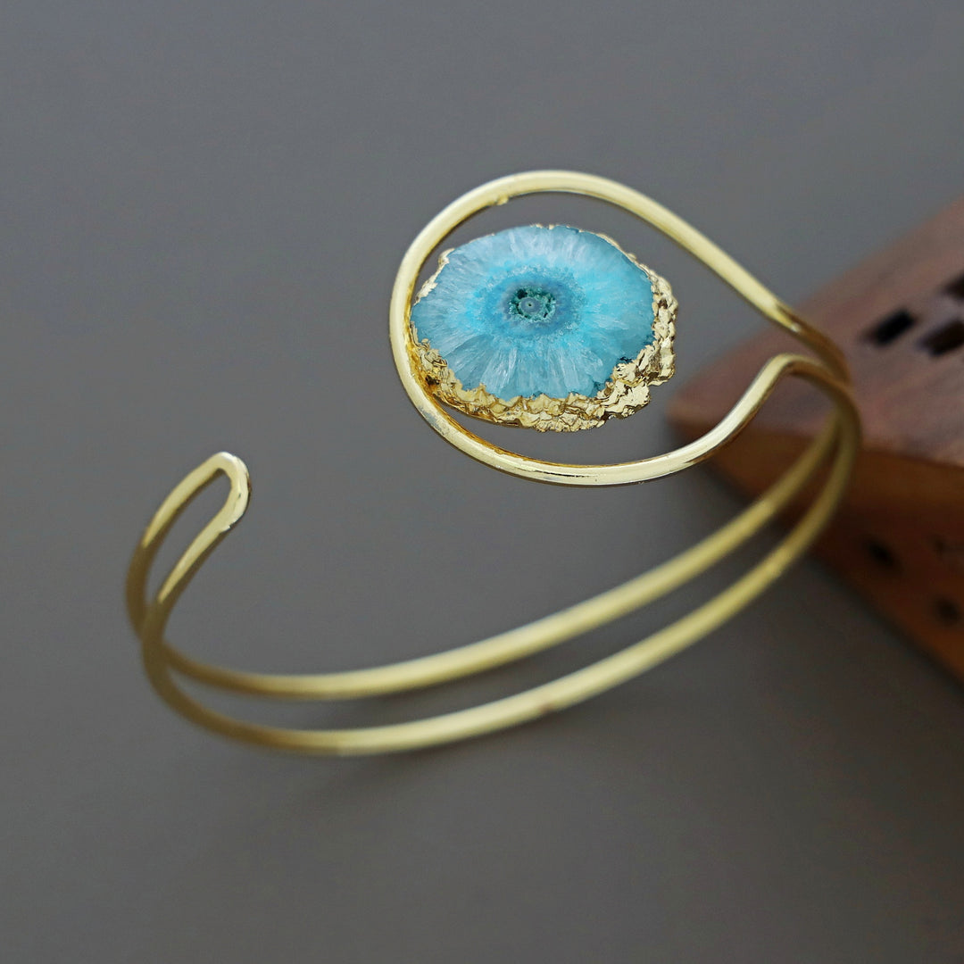 Clarita Electro Plated Agate Stone Bangle