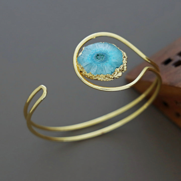 Clarita Electro Plated Agate Stone Bangle