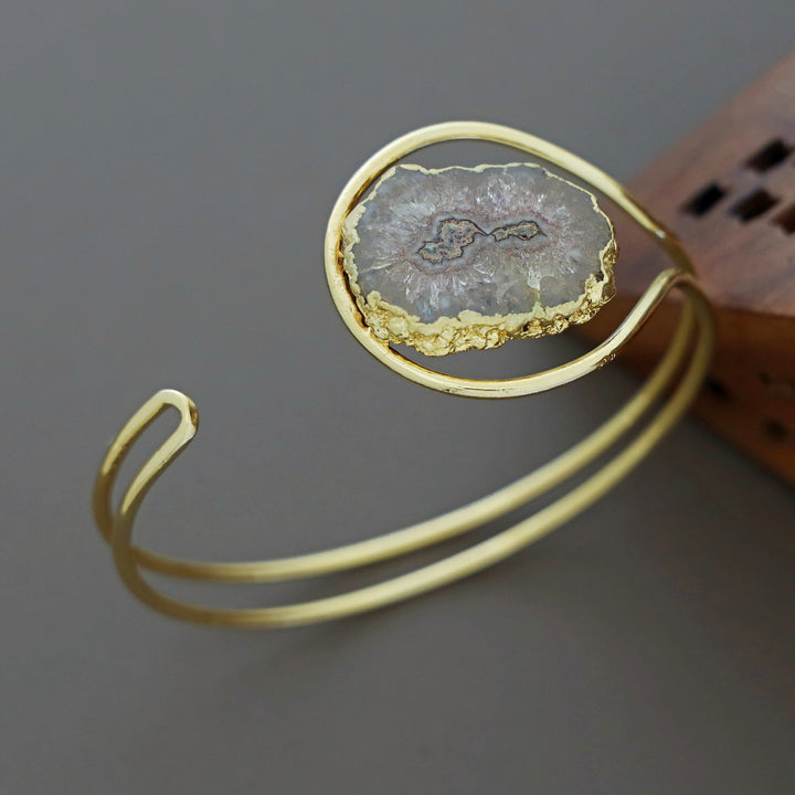 Clarita Electro Plated Agate Stone Bangle