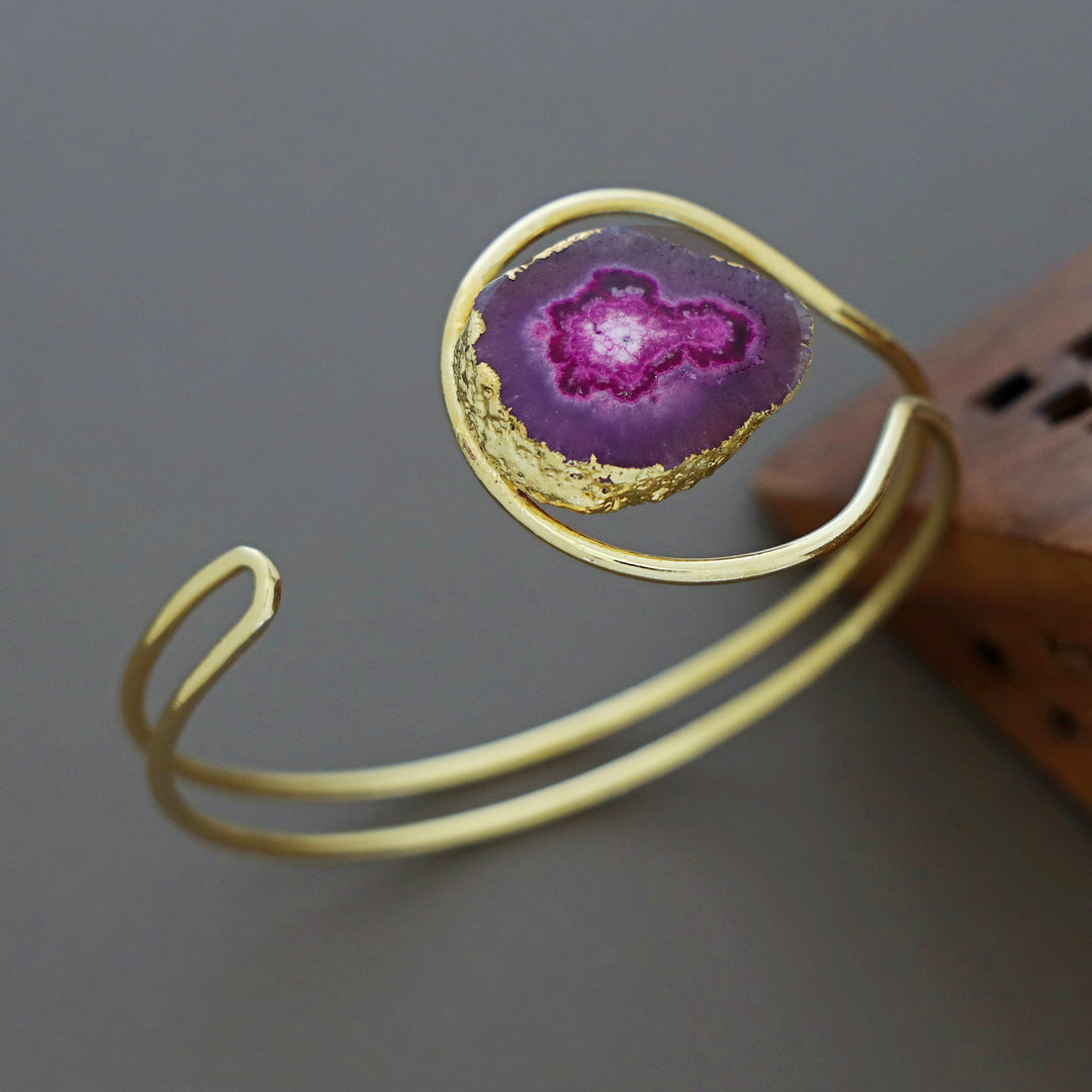 Clarita Electro Plated Agate Stone Bangle