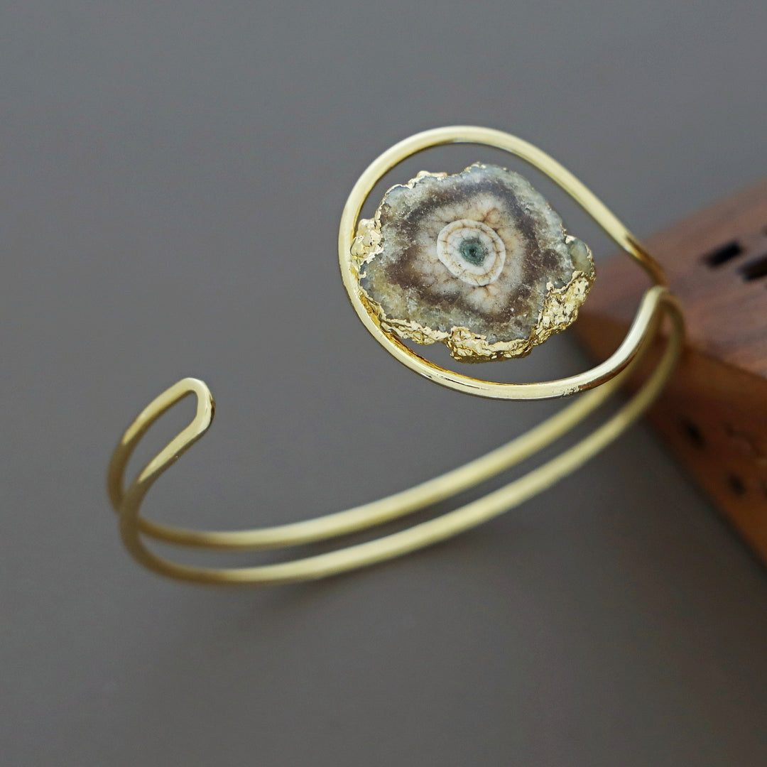 Clarita Electro Plated Agate Stone Bangle