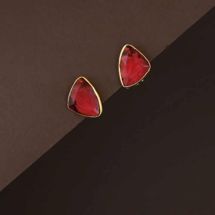 Dhanna Curvy Triangle Glossy Stone Stud