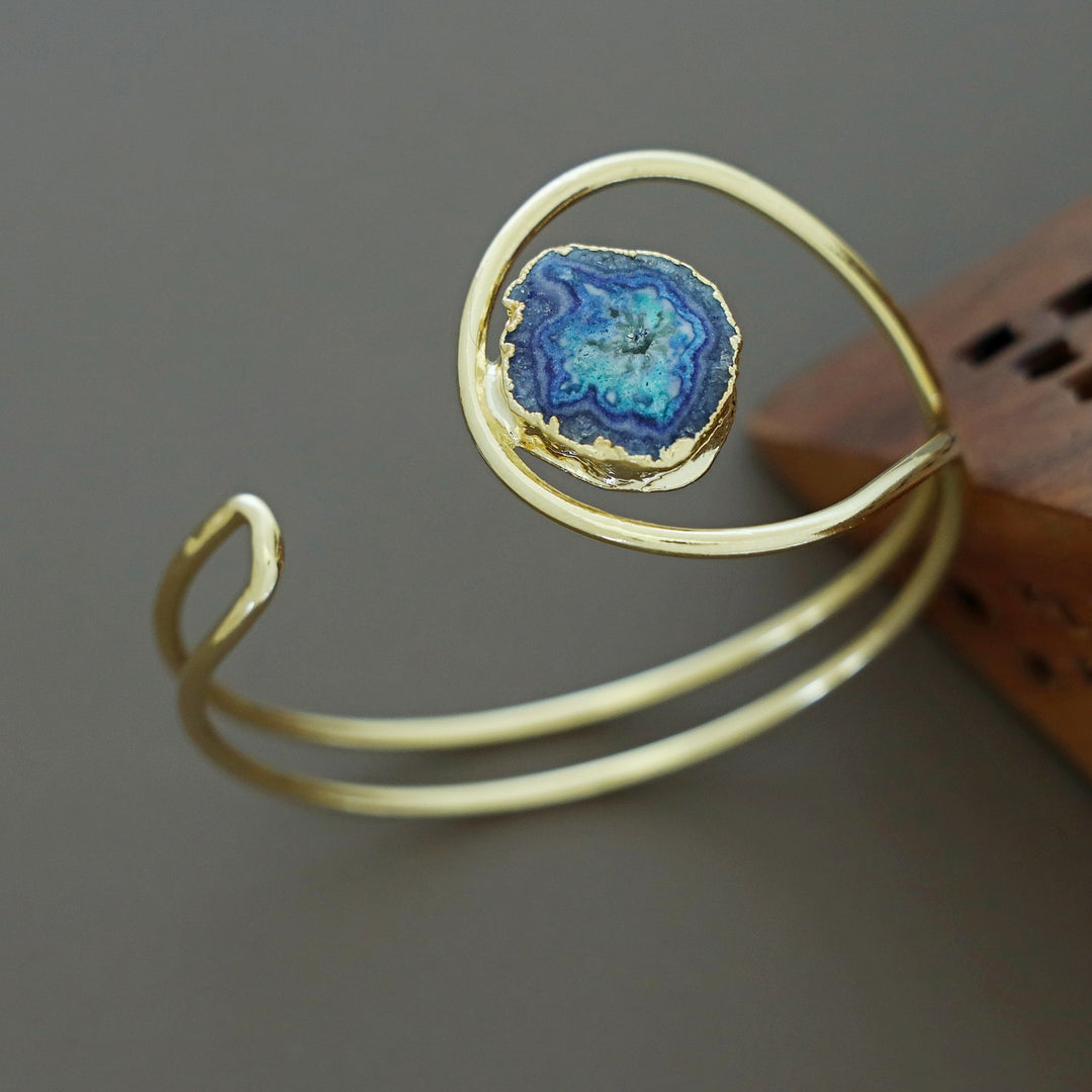 Clarita Electro Plated Agate Stone Bangle