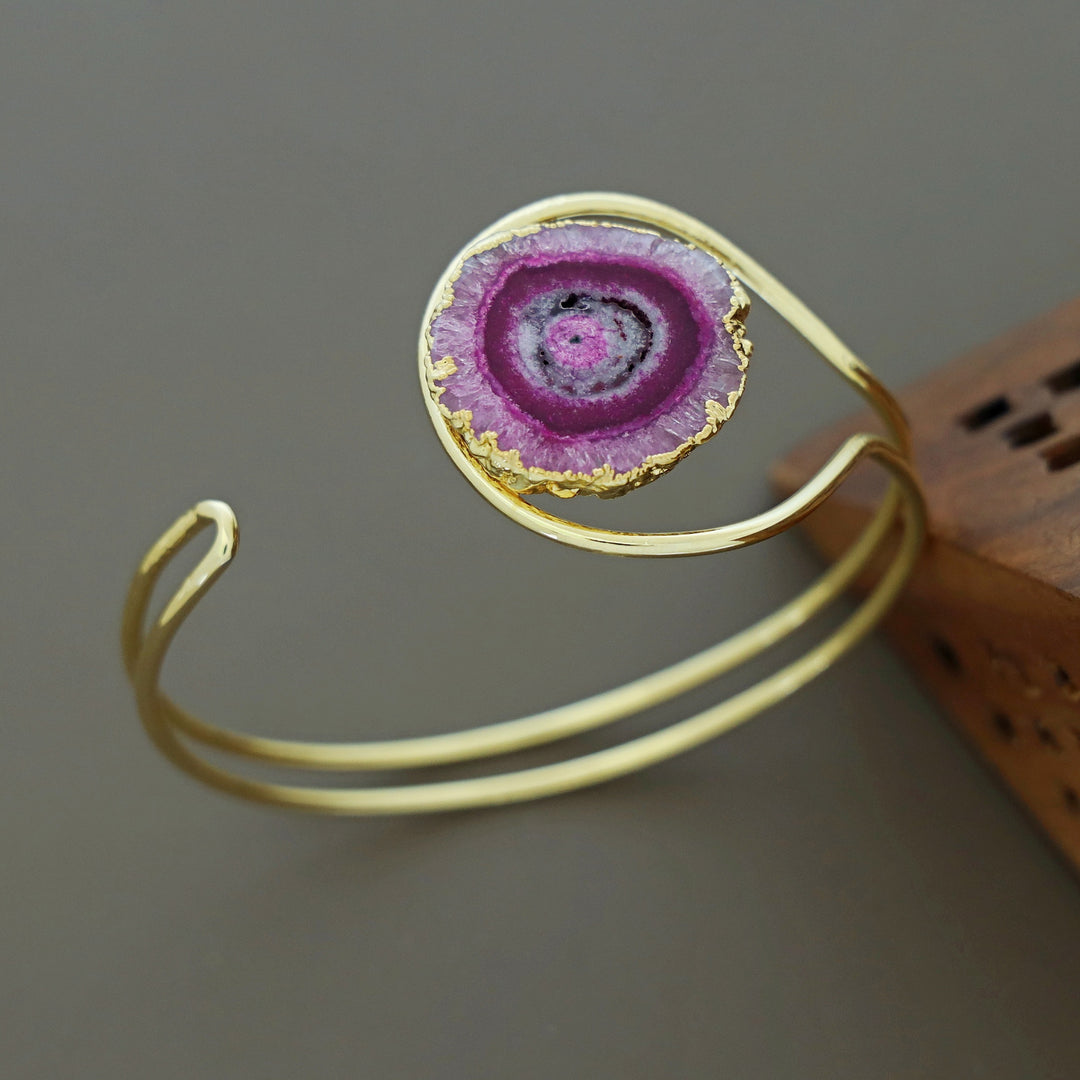 Clarita Electro Plated Agate Stone Bangle