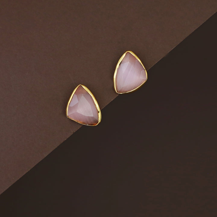 Dhanna Curvy Triangle Glossy Stone Stud