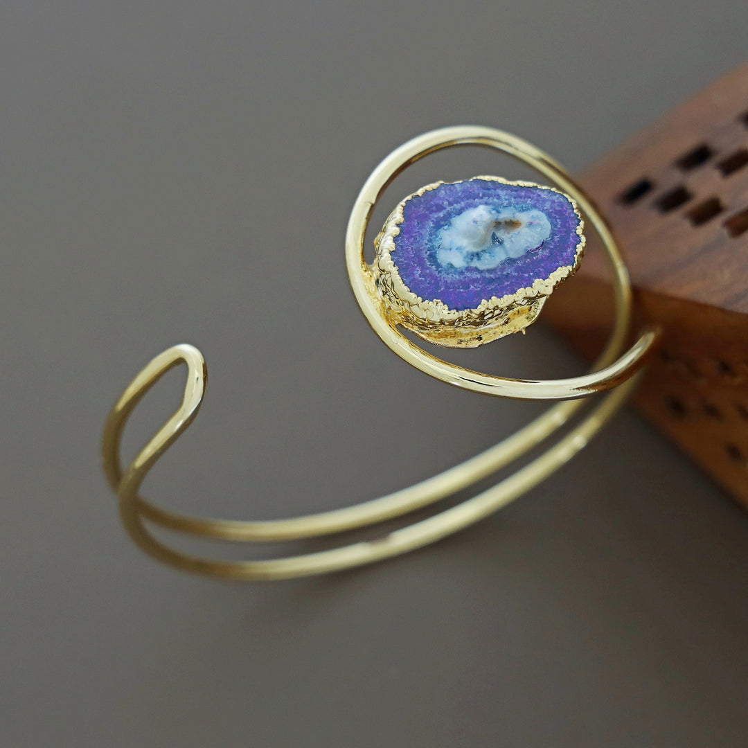 Clarita Electro Plated Agate Stone Bangle