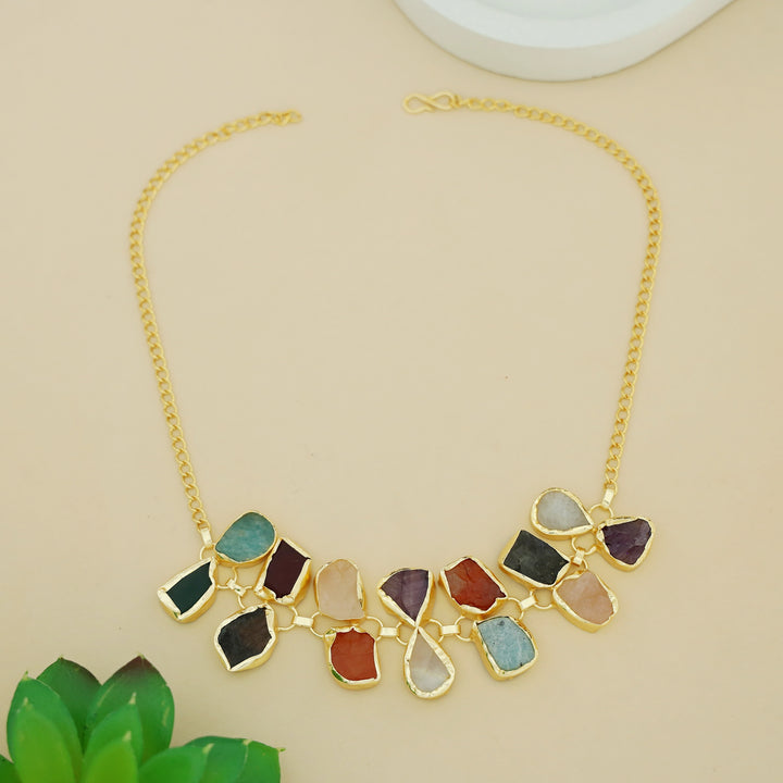 Aura multicolour Raw Stone Choker
