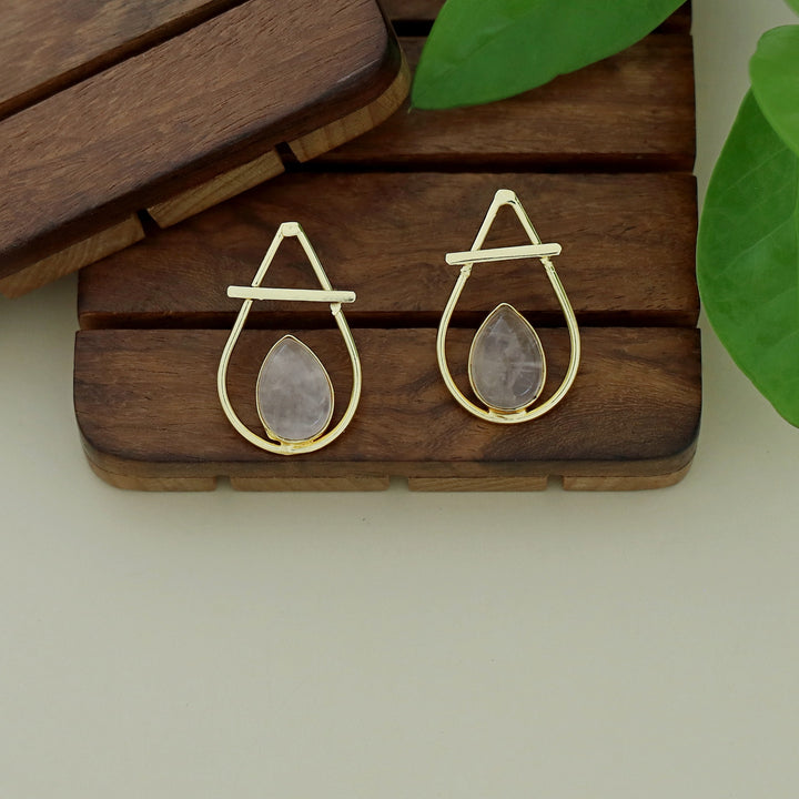 Shaniya Golden Natural Stone Drop Earring