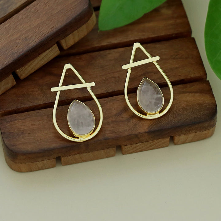 Shaniya Golden Natural Stone Drop Earring