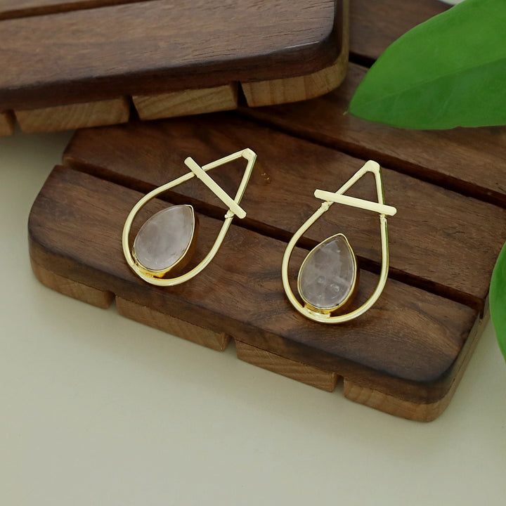 Shaniya Golden Natural Stone Drop Earring