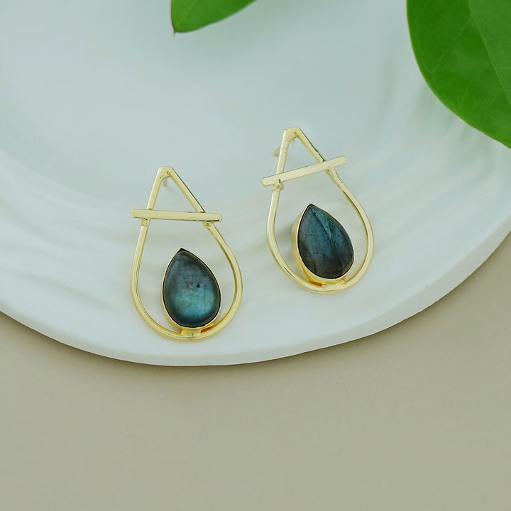 Shaniya Golden Natural Stone Drop Earring