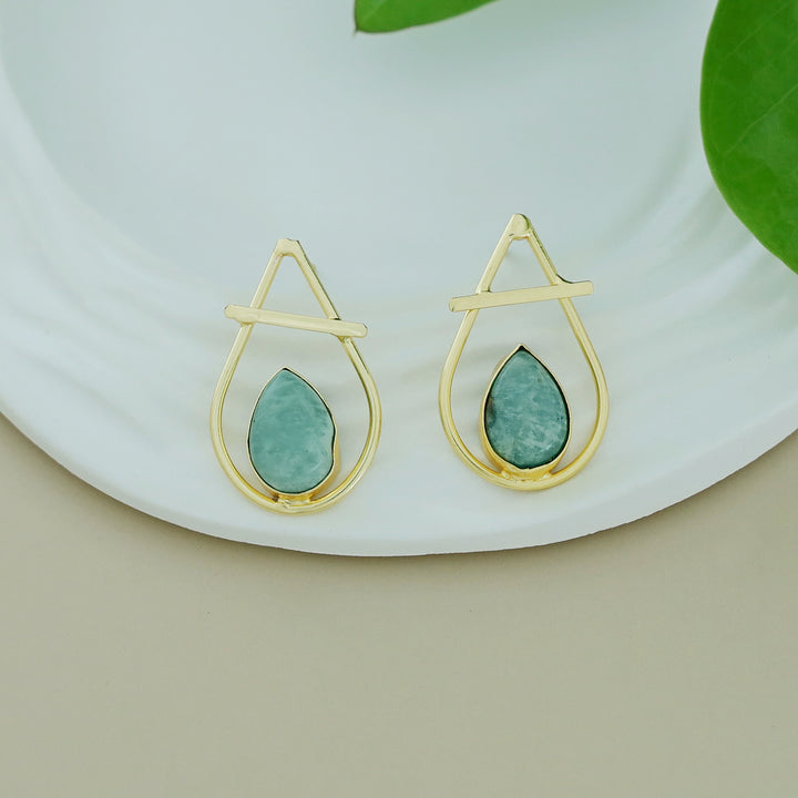 Shaniya Golden Natural Stone Drop Earring