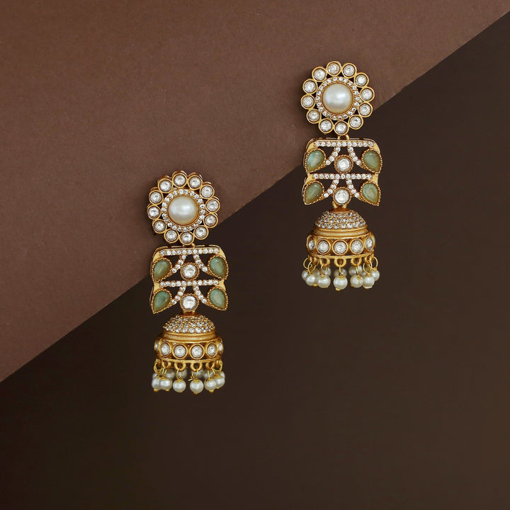 Rakhi Floral Pearl Kundan Jhumka