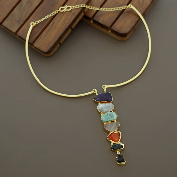 Saisha Multi Color Raw Stone Neck Cuff