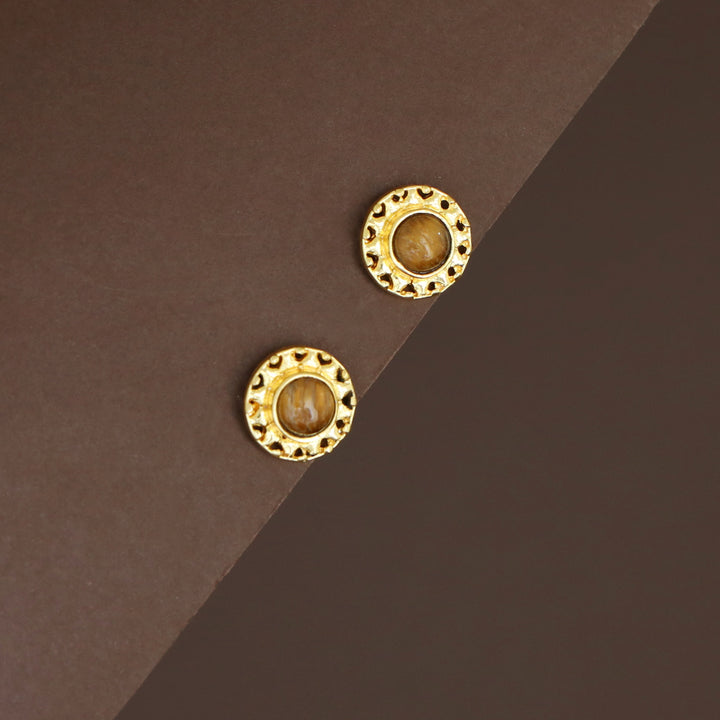 Elettra Golden Circle Glossy + Raw Stone Stud