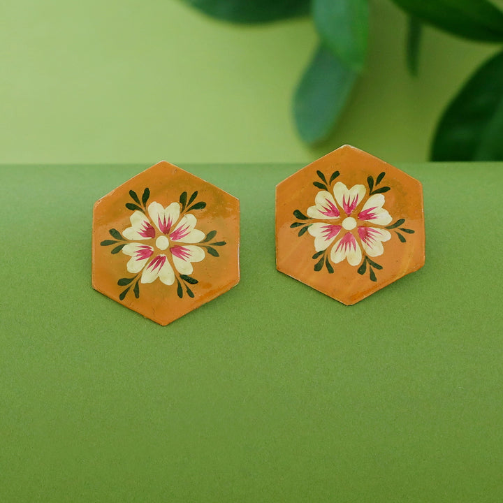 Toniya Hand Painted Hexagon Earring