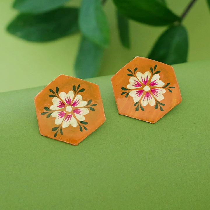 Toniya Hand Painted Hexagon Earring